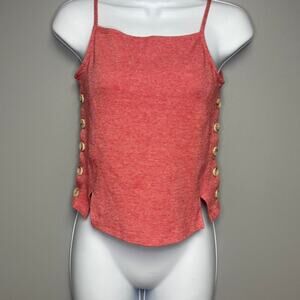 Anthropologie Meadow Rue Y2K Countrycore‎ Red Side Button Top Womens Sz XXS